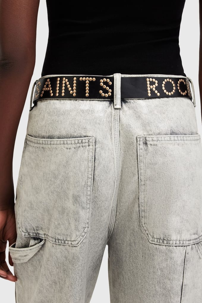 AllSaints As Rocks Stud Belt Black/warm Brass Größe: XS | Gürtel Outlet | Damen | Schwarz