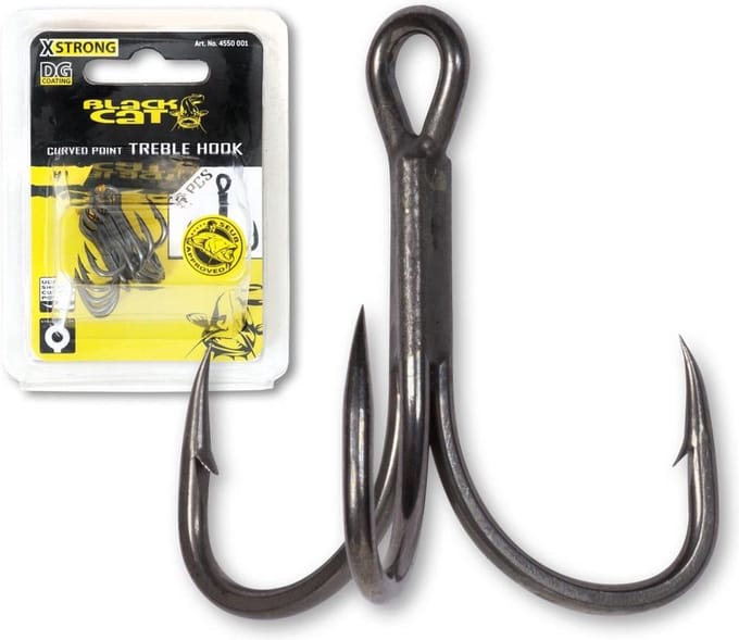 5 stuks driedubbele haken met gebogen punt Black Cat DG DG coating