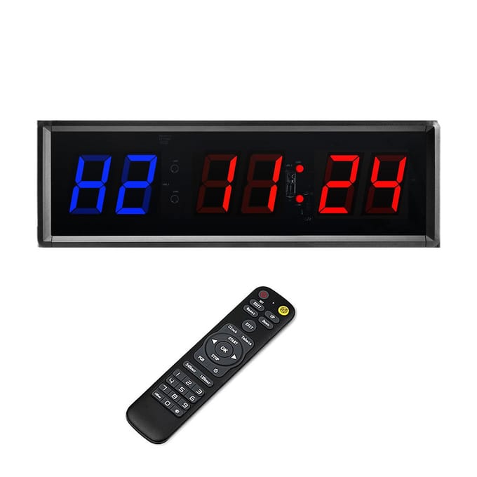 Gym Timer Stopwatch 1,5-inch afstandsbediening Aluminiumlegering Acryl paneel Aangepaste tijdsinstelling EU Plug