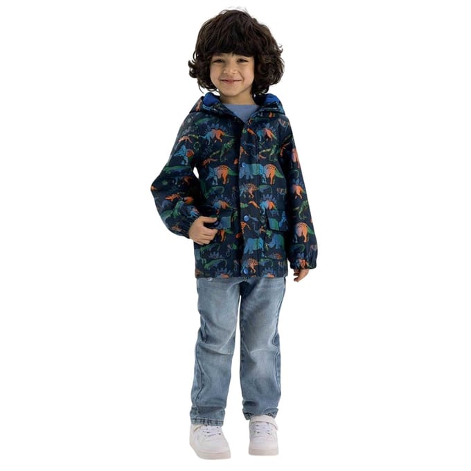 Minoti Jongens Dinosaurus Waterdichte Jas (Marineblauw)