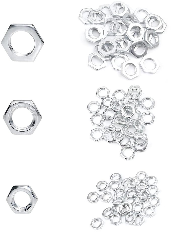 Complete Set van 90 Moeren M8, M10, M12 - Diverse Hex Moeren, Platte Lock Moeren voor Staalconstructies, Meubels en Machines