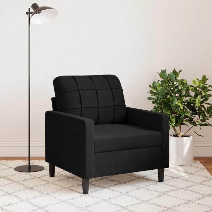 Vidaxl Fauteuil, Zwart, 60 Cm, Bekleed Met Fluweel
