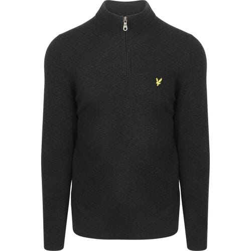 Lyle & Scott Half Zip Pullover Lamswol Zwart - Maat XXL - Heren - Quarter zip