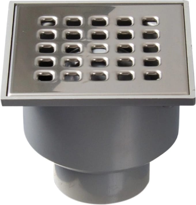 Sanifun Doucheput 105 x 105 mm met onderuitloop RVS