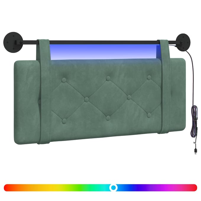 vidaXL - Hangend - hoofdbord - Met - LED-verlichting - Zeegroen - Fluweel