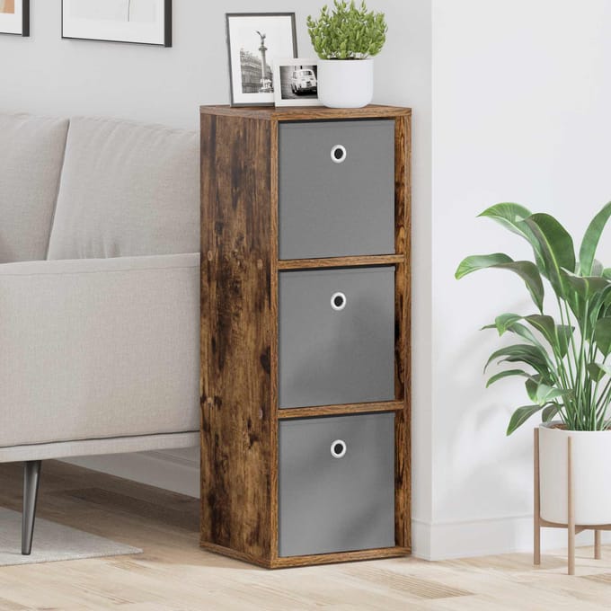 vidaXL - Dressoir - met - lade - Rook - Eiken - 30,5 - x - 27 - x - 84,5 - cm