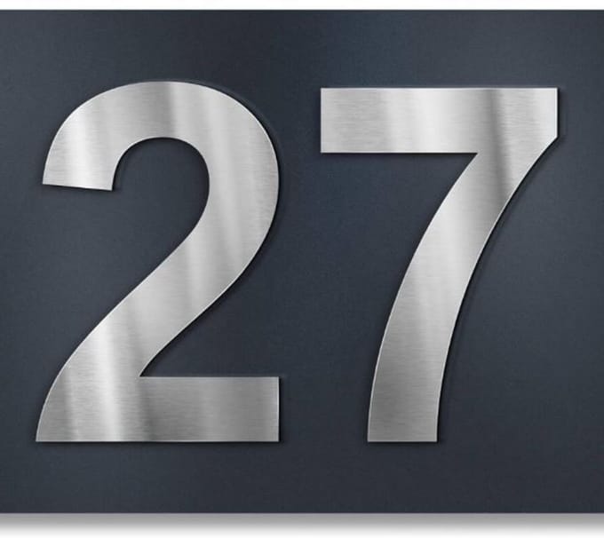 Huisnummerbord zwart/rvs 12x12cm 7011