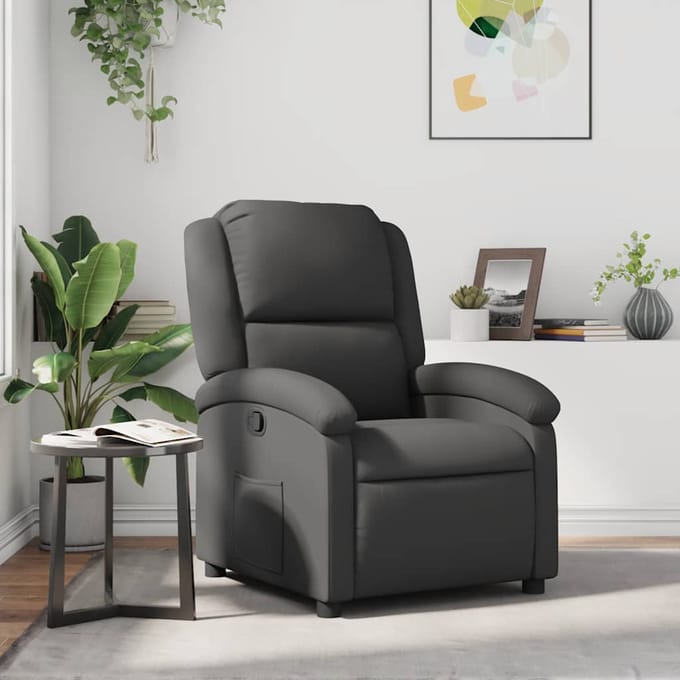 vidaXL - Fauteuil - echt - leer - grijs