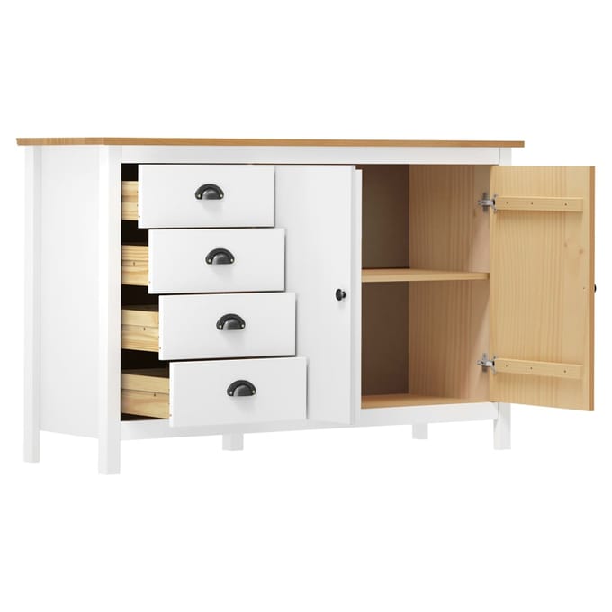 vidaXL - Dressoir - Hill - 130x40x80 - cm - massief - grenenhout - wit
