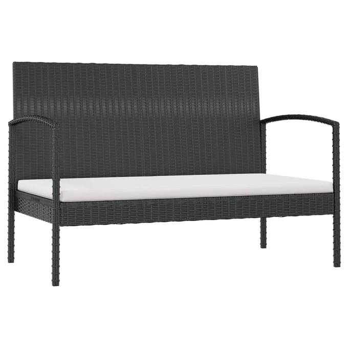 vidaXL - 8-delige - Loungeset - met - kussens - poly - rattan - zwart