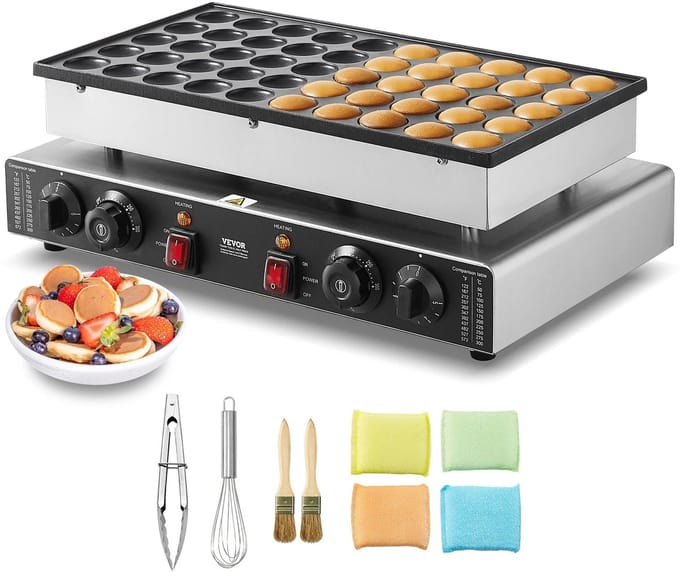LabelOne Poffertjespan - Poffertjespan Elektrisch - Poffertjesmaker - voor 50 poffertjes - timer- en temperatuurregeling - 1700W