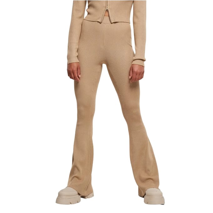 Urban Classics - Rib Knit Bootcut Legging - L - Beige