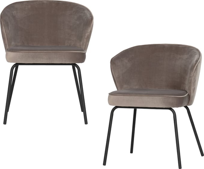 WOOOD Admit Eetkamerstoelen - Fluweel - Khaki - Set van 2