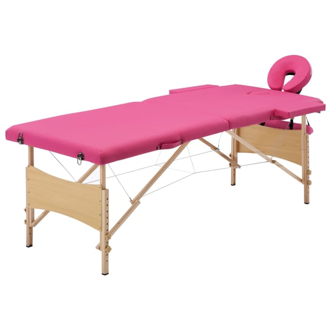 vidaXL - Massagetafel - inklapbaar - 2 - zones - hout - roze