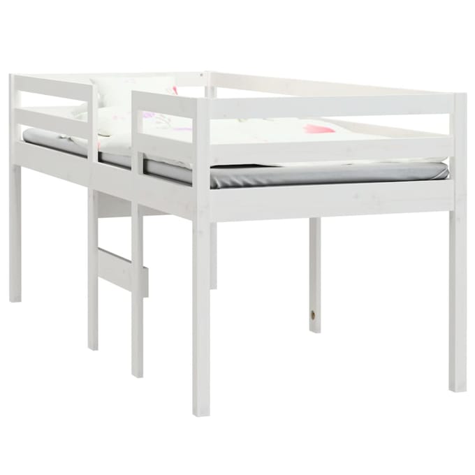 vidaXL - Hoogslaper - massief - grenenhout - wit - 90x190 - cm