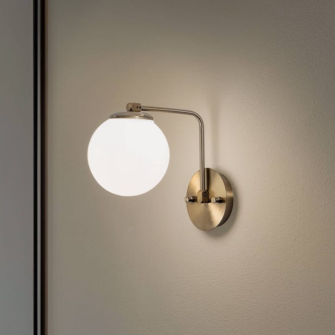Opviq Wandlamp Daisy 146-A, goud, kap van opaalglas