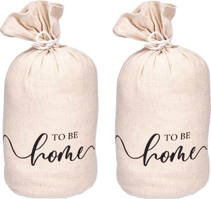 Giftdecor Deurstopper - 2x - 1 kilo - beige - canvas - To be home - D13 x H26