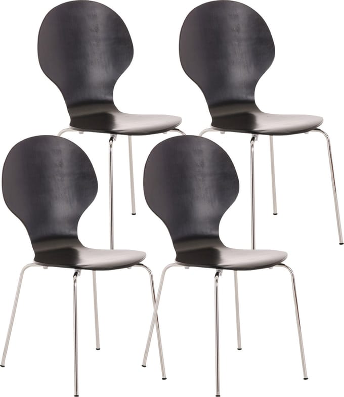 CLP Diego Set van 4 stapelstoelen Hout/zwart
