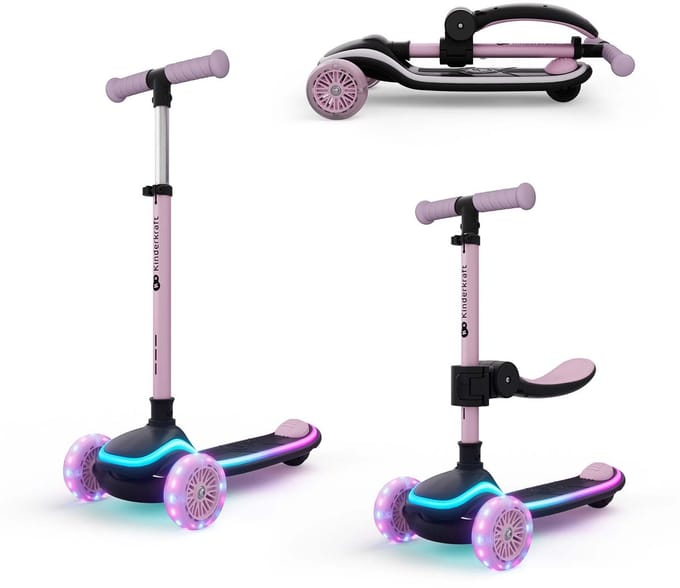 Kinderkraft RAKET UP - Step - Met Zitje - Inklapbaar - LED Platform - Roze
