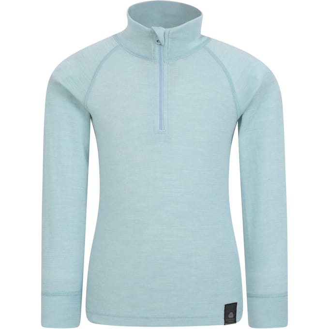 Mountain Warehouse Kinder/Kids Merino Blend Half Rits Base Layer Top (Lichtblauw)