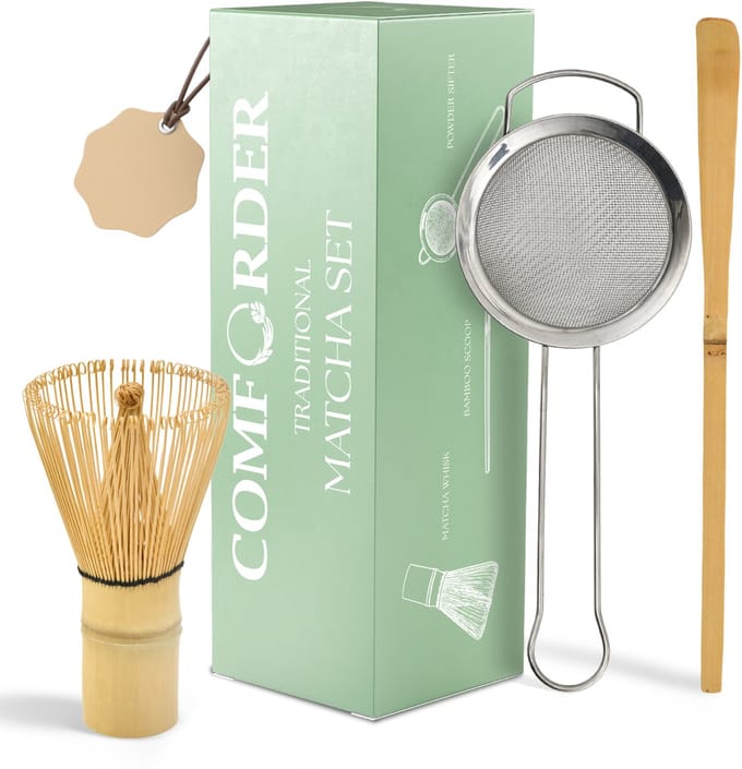 Comforder Matcha Set 3 - Starterkit met Whisk, Zeef en Klopper - Thee Set