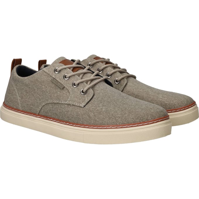 PS Poelman Canvas Veterschoenen - Heren - Beige - Maat:42