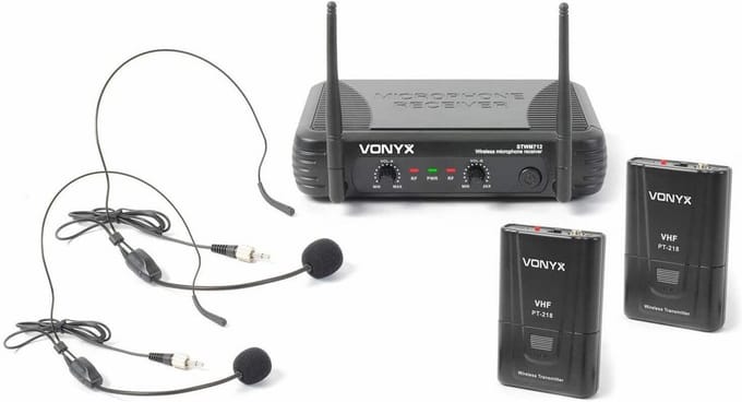 VHF Draadloze Microfoonset met 2 Kanalen en 2 Headsets