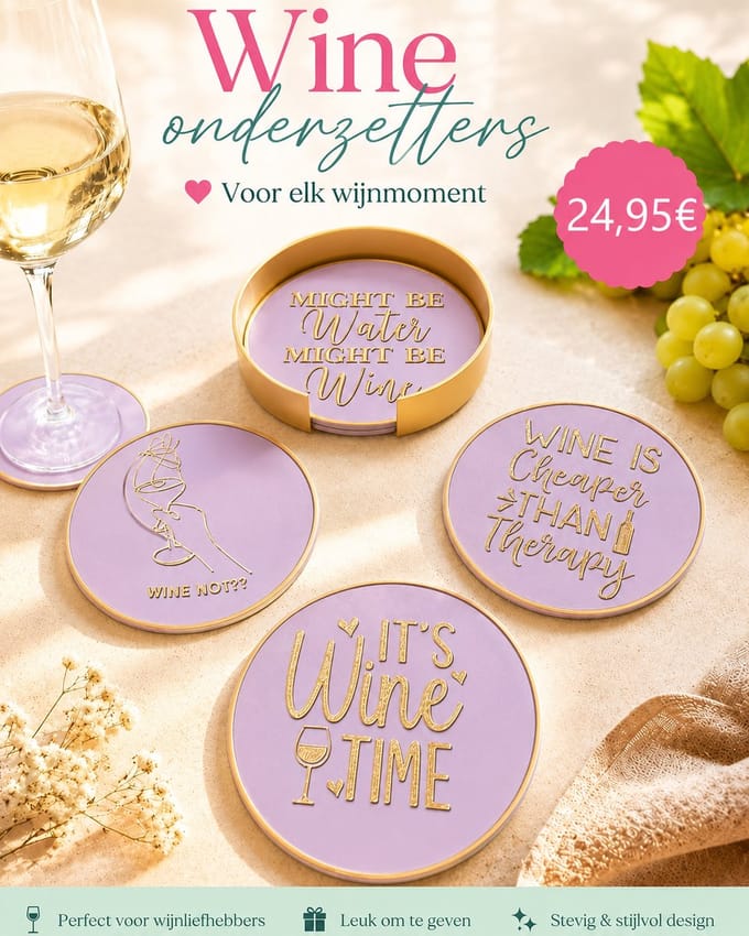 winecoaster wijnonderzetter wijn lila/goud