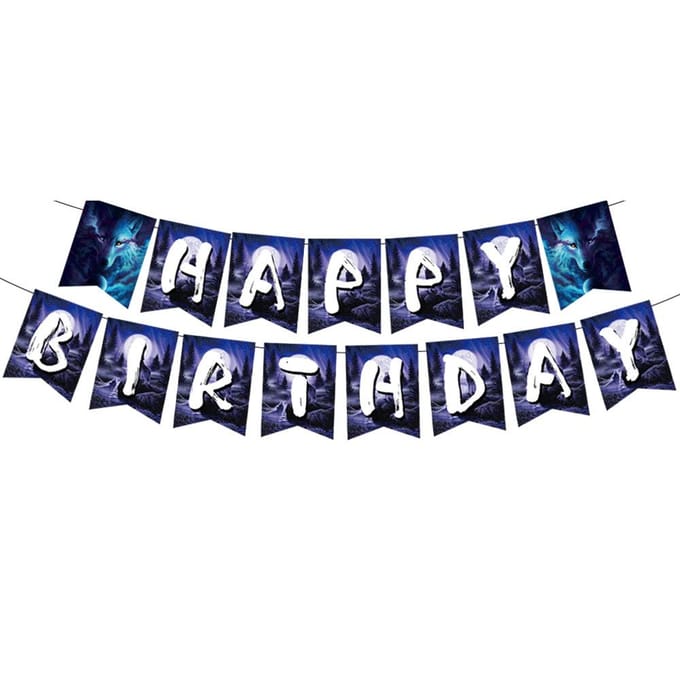 44 stuks Wolf verjaardagsfeestje decoraties omvatten Banner Cake Topper Ballon black