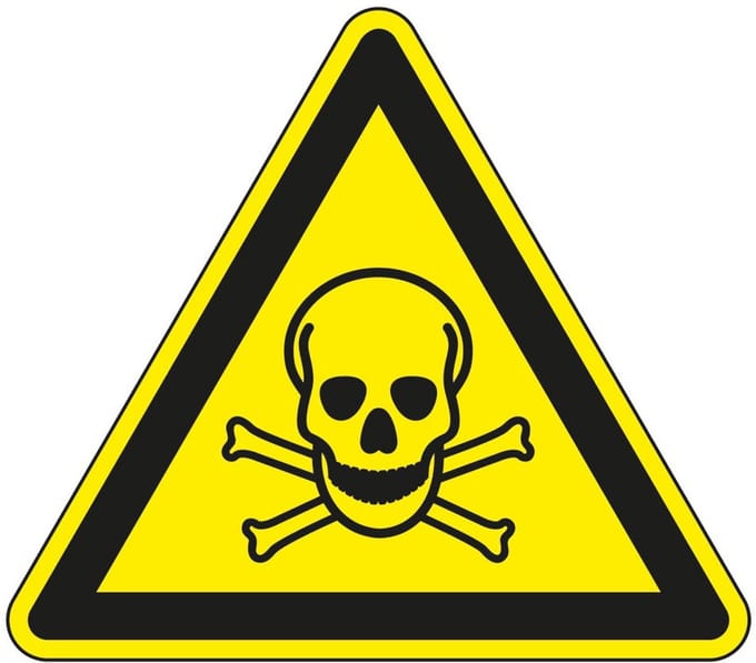 Waarschuwingssticker giftige stoffen - ISO 7010 - W016 100 mm
