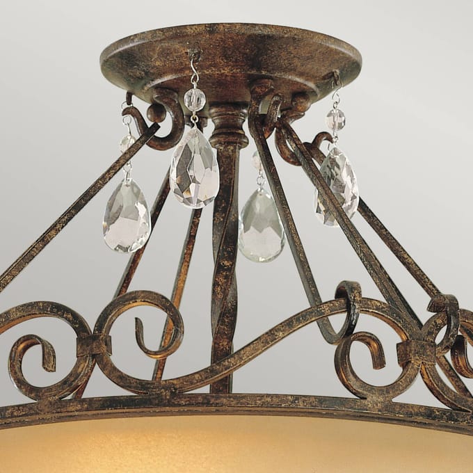 Feiss LED Plafondlamp Chateau | 2X E27 Max 60W | Dimbaar | Mocha Bronze