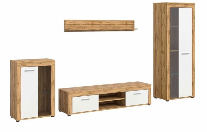 Jam woonkamercombinatie wit melamine Wotan eiken NB - 35x310x169cm