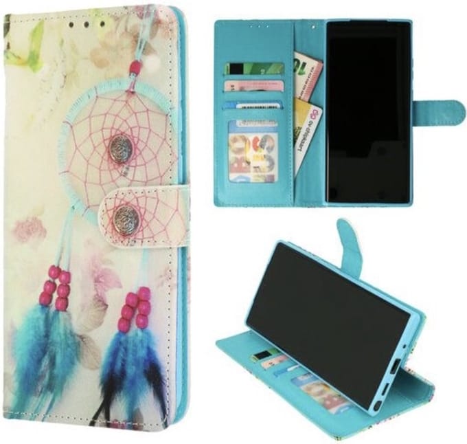Cityhoesje-iphone 15 Plus-14 Plus – Book Case Print – Dromenvanger Blauw
