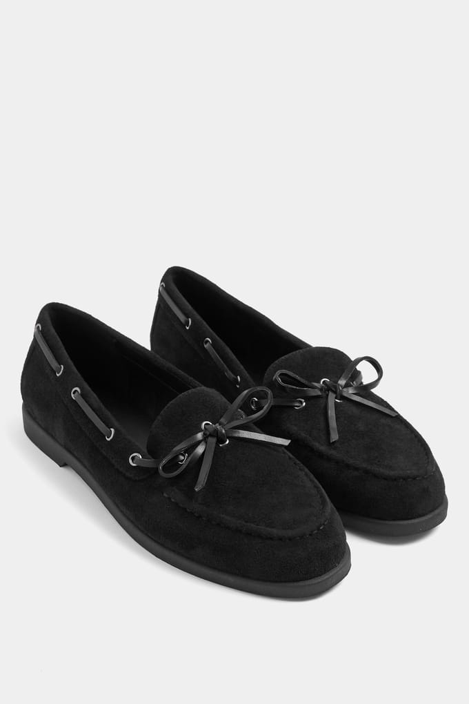 Yours Zwarte Bootschoenen Van Imitatiesuède Met Strik In Brede Epasvormsize 42E