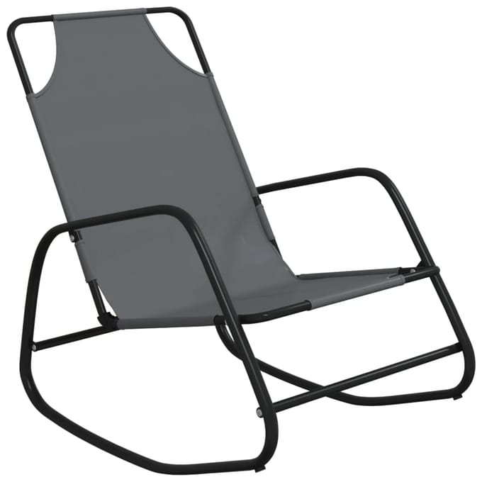 vidaXL - Ligstoelen - 2 - st - schommelend - staal - en - textileen - grijs