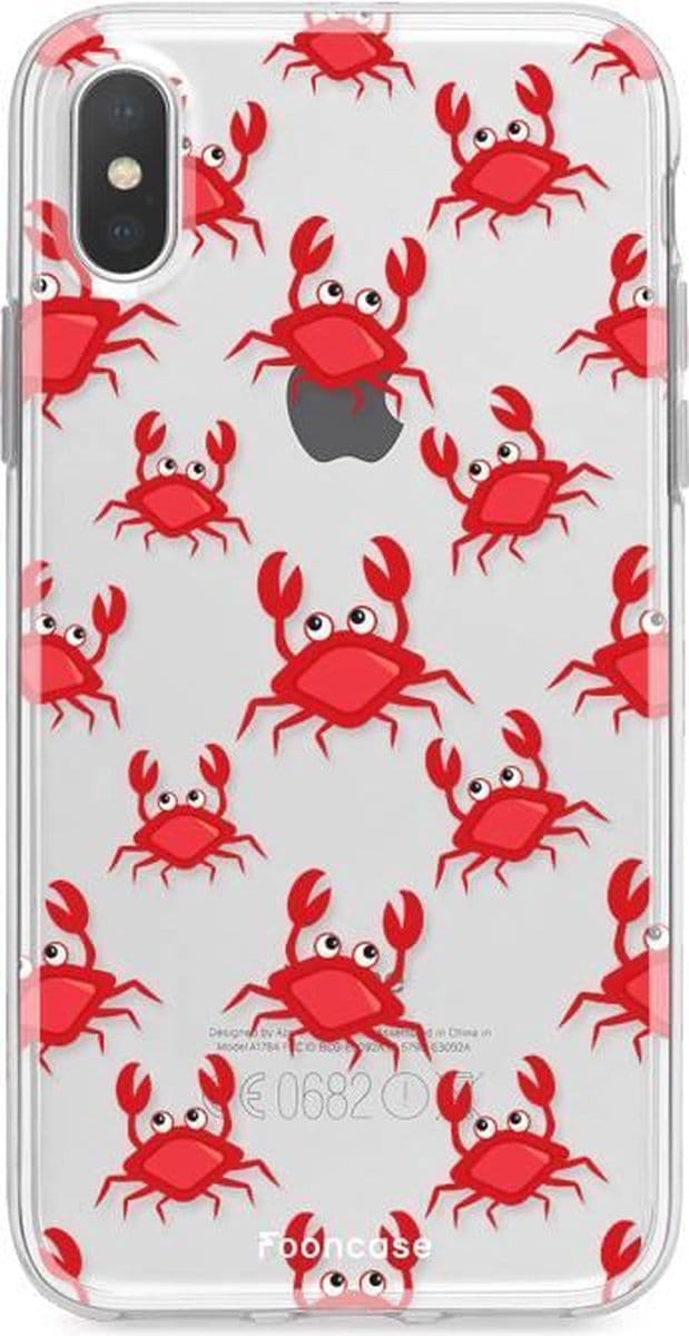 Fooncase Hoesje Geschikt voor iPhone X - Shockproof Case - Back Cover / Soft Case - Crabs / Krabbetjes / Krabben