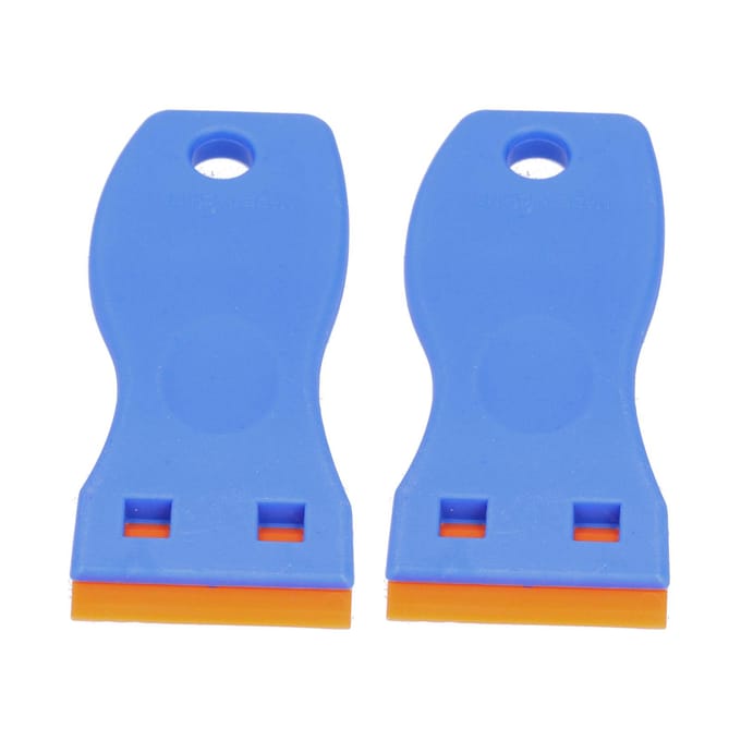 Lot de 2 grattoirs à lame en plastique, grattoirs de nettoyage multifonctionnels pour autocollants de vitres de voiture blue
