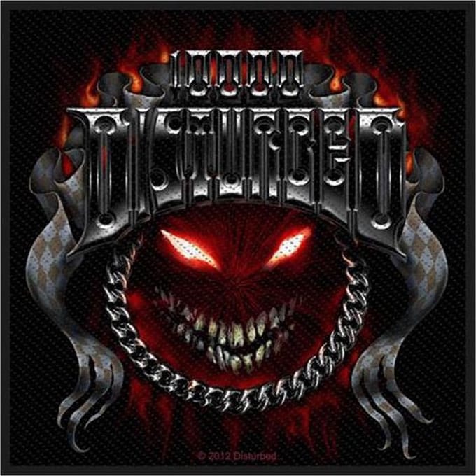 Disturbed Patch Chrome Smiley Zwart