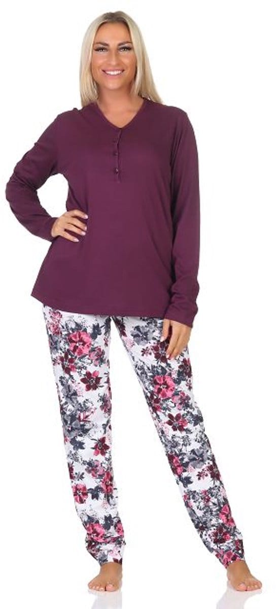 Dames Pyjama met lange mouwen in bloemmotief - ook in overmaten