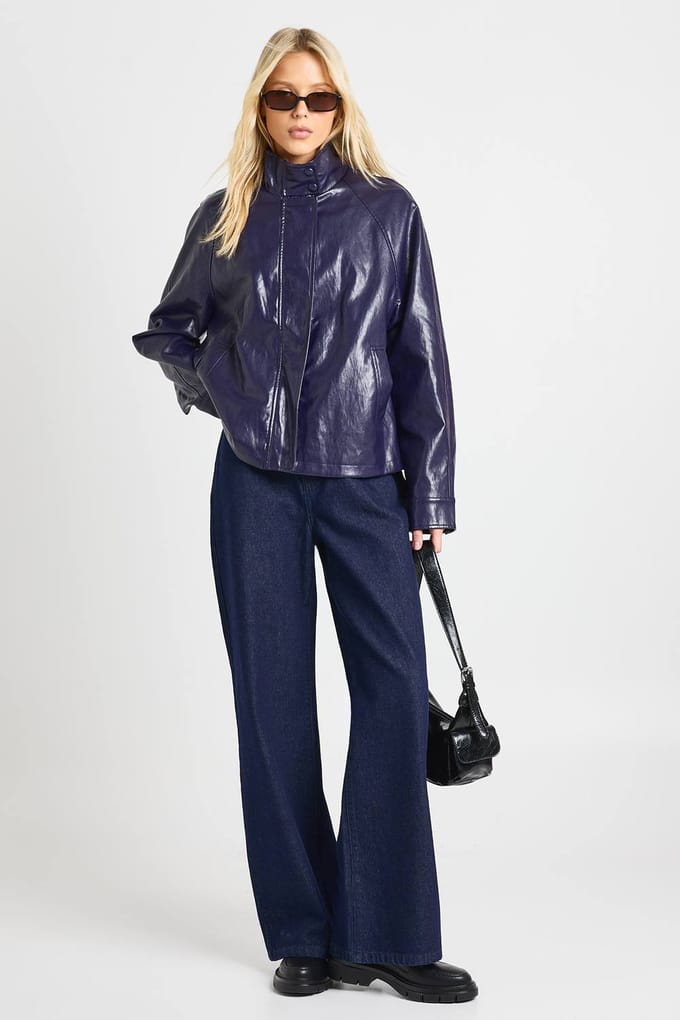 boohoo Dames Nepleer Bomberjack | Navy | Maat: 8