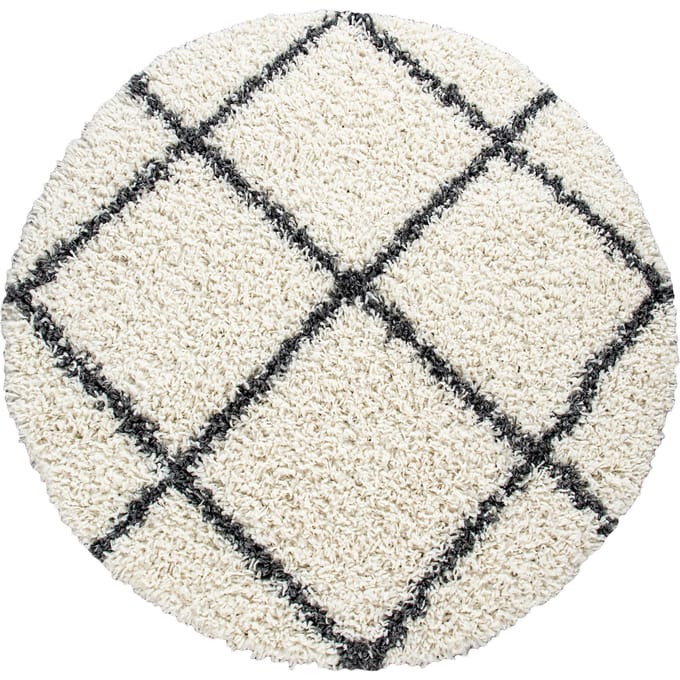 Shaggy tapijt Kalea crème 160 cm rond