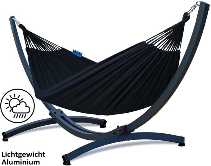 Hangmat met standaard - 2 persoons - ALUMINIUM frame tot 200kg.- WEERBESTENDIG-Prime
