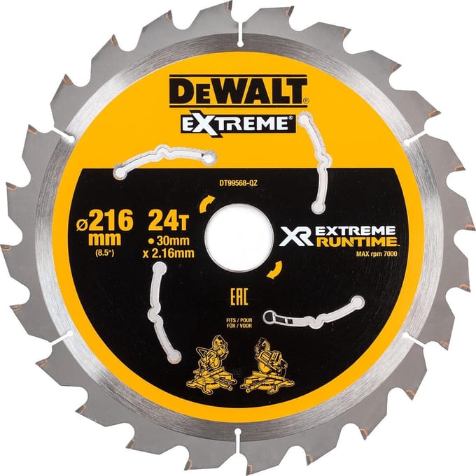 Black & Decker De walt cirkelzaagbladen 216mm 30mm 24t csb (Prijs per stuk)