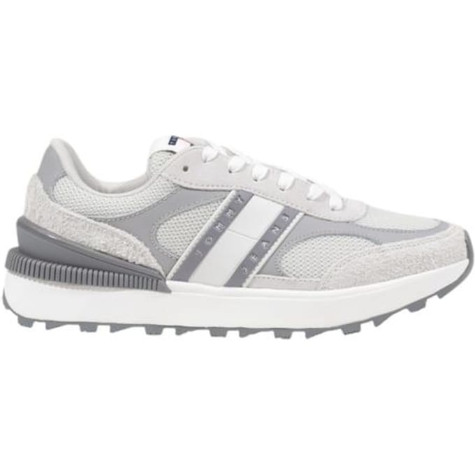 Tommy Hilfiger Jeans Grijze Suède Leren Sport Sneakers