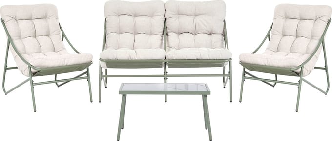 MOLVENO - Loungeset 4-zits - Groen/Beige - Staal
