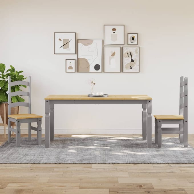 vidaXL - Eettafel - Corona - 160x80x75 - cm - massief - grenenhout - grijs