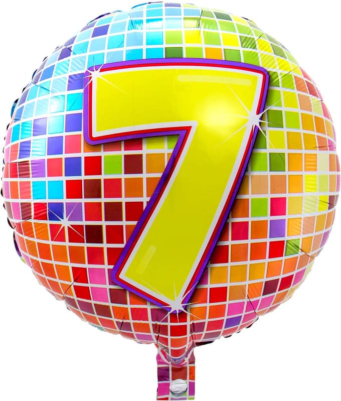 Folieballon 7 Jaar Birthday Blocks - 43cm