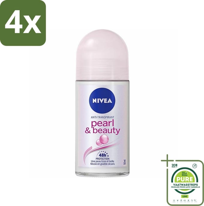 NIVEA - Deodorant Roller - Parel & Schoonheid - Anti-Transpirant - 50 ml - Voordeelverpakking - 4 stuks - NIVEA deodorant - Deodorant roll-on