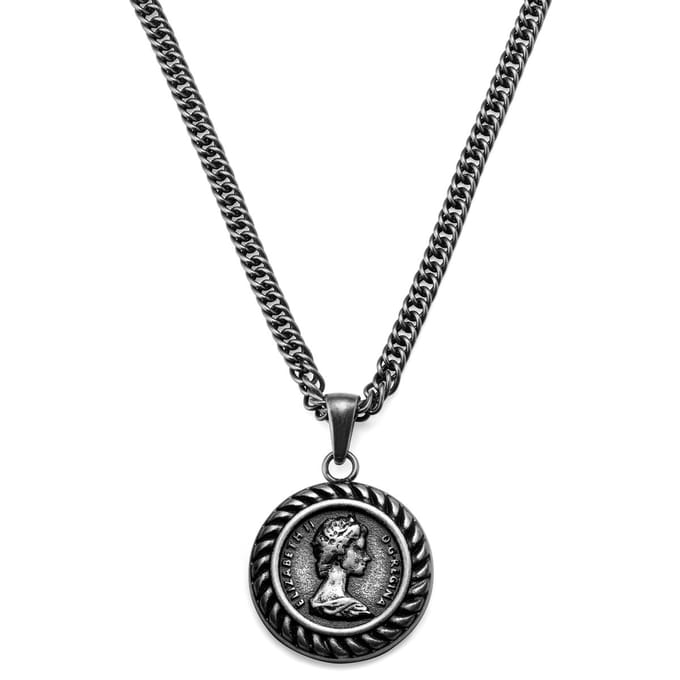 Sanctus | Vintage Zilverkleurige 'Elizabeth II' Ketting