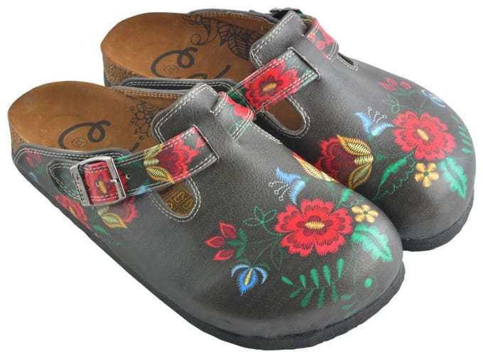 Goby Folk Bloom Dames Clogs – Handmade – Vegan Leer – Maat 37